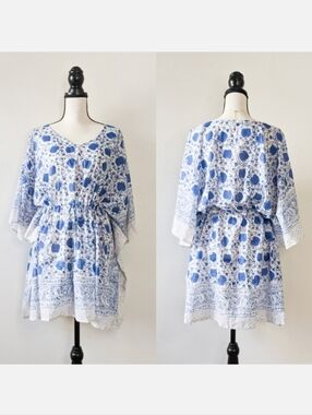 NWT Sevya Handmade Blue Floral Kaftan